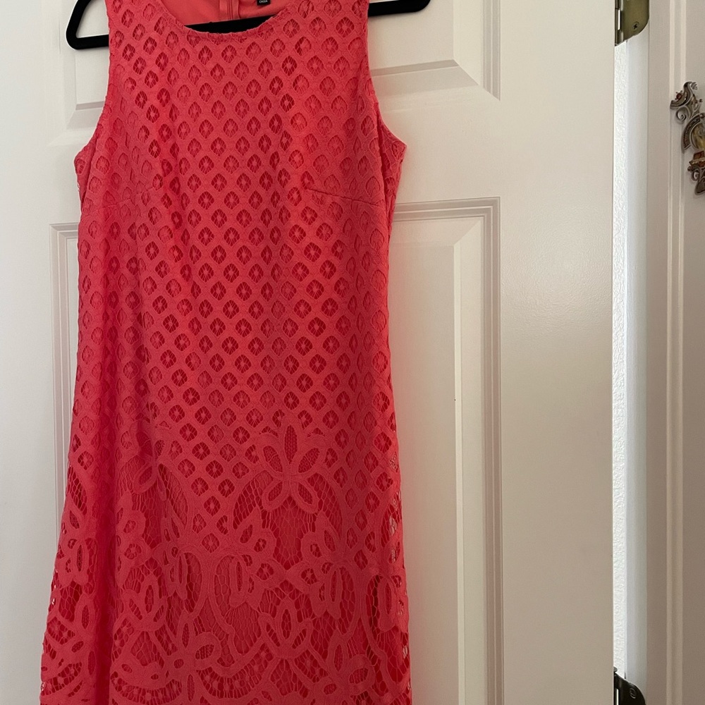 Lace coral sheath dress Size 8